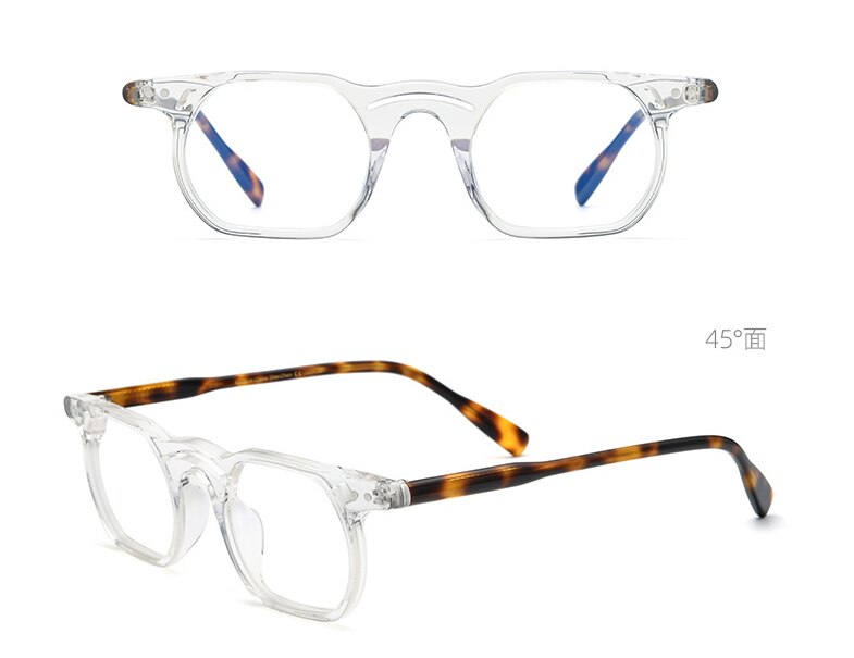 CCspace Unisex Full Rim Polygonal Round Acetate Double Bridge Frame Eyeglasses 54540 Full Rim CCspace clear China