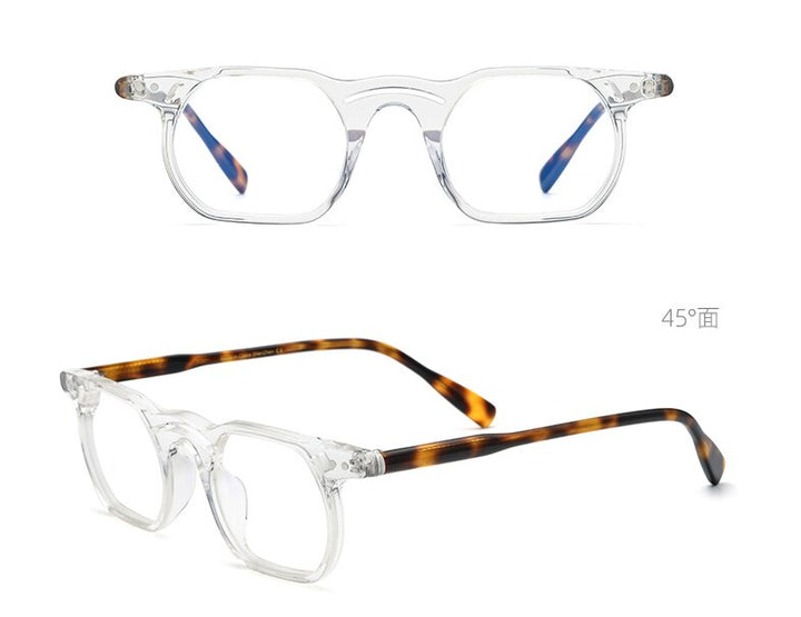 CCspace Unisex Full Rim Polygonal Round Acetate Double Bridge Frame Eyeglasses 54540 Full Rim CCspace clear China
