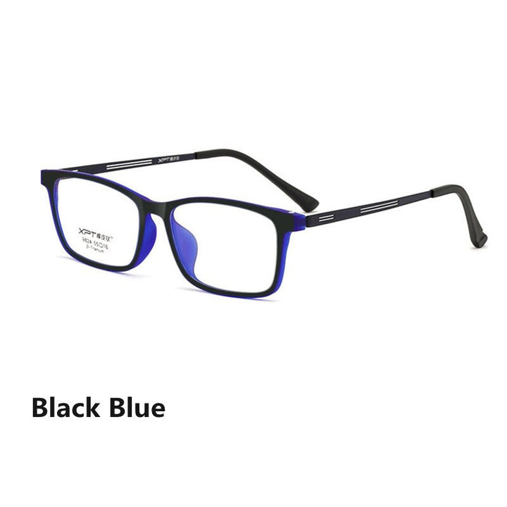 Handoer Unisex Full Rim Square Tr 90 Titanium Hyperopic Photochromic 9824 Reading Glasses +175 To +325 Reading Glasses Handoer +175 black blue 