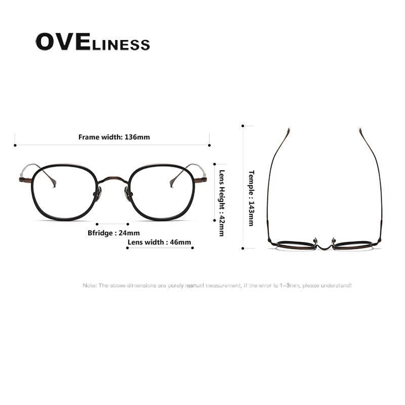 Oveliness Unisex Full Rim Round Square Titanium Eyeglasses 137 Full Rim Oveliness