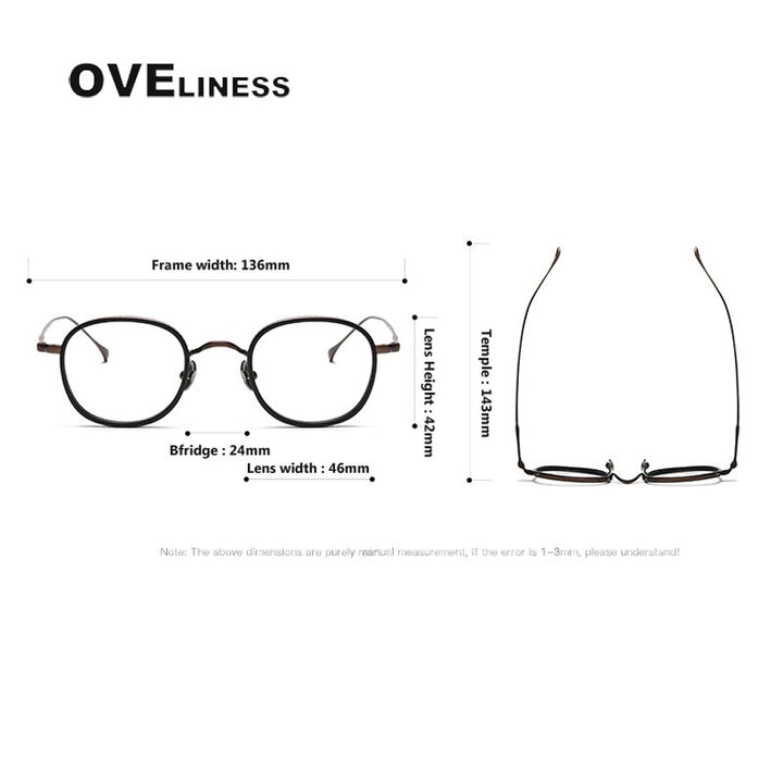 Oveliness Unisex Full Rim Round Square Titanium Eyeglasses 137 Full Rim Oveliness