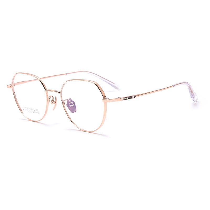 Yimaruili Unisex Full Rim Polygon Titanium Eyeglasses BV87007 Full Rim Yimaruili Eyeglasses Rose Gold