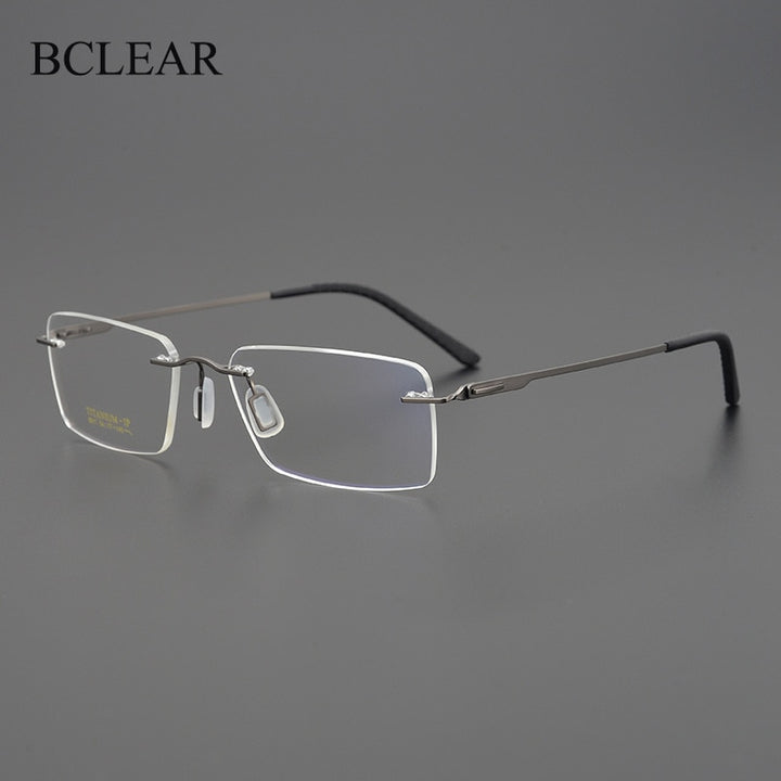 Bclear Unisex Rimless Square Titanium Eyeglasses My9911 Rimless Bclear