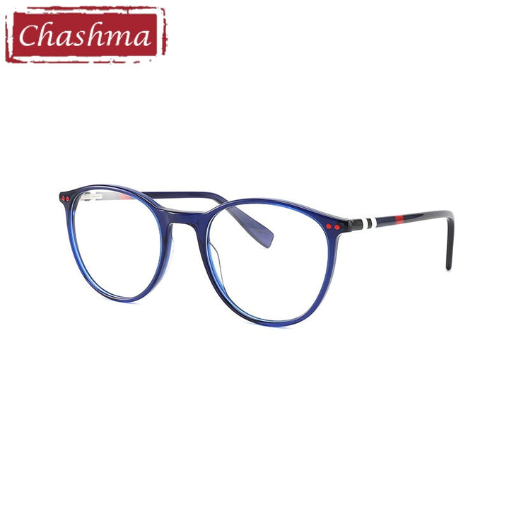 Chashma Ottica Unisex Full Rim Round Sqare Tr 90 Titanium Eyeglasses 8019 Full Rim Chashma Ottica Blue