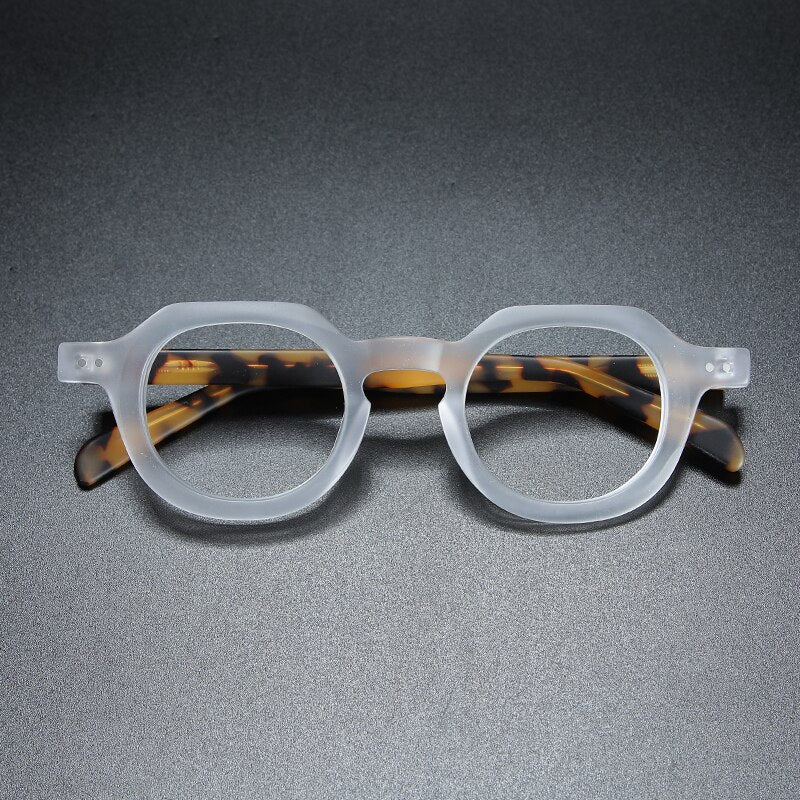 Gatenac Unisex Full Rim Round Square Acetate Eyeglasses Gxyj912 Full Rim Gatenac Matte White