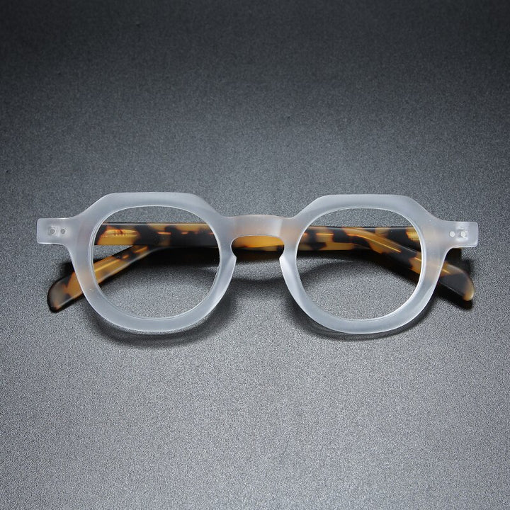 Gatenac Unisex Full Rim Round Square Acetate Eyeglasses Gxyj912 Full Rim Gatenac Matte White