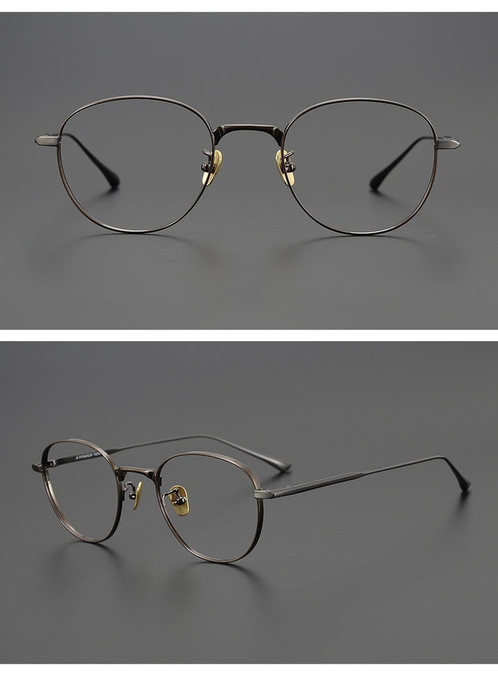 Gatenac Unisex Full Rim Round Square Titanium Eyeglasses Gxyj988 Full Rim Gatenac