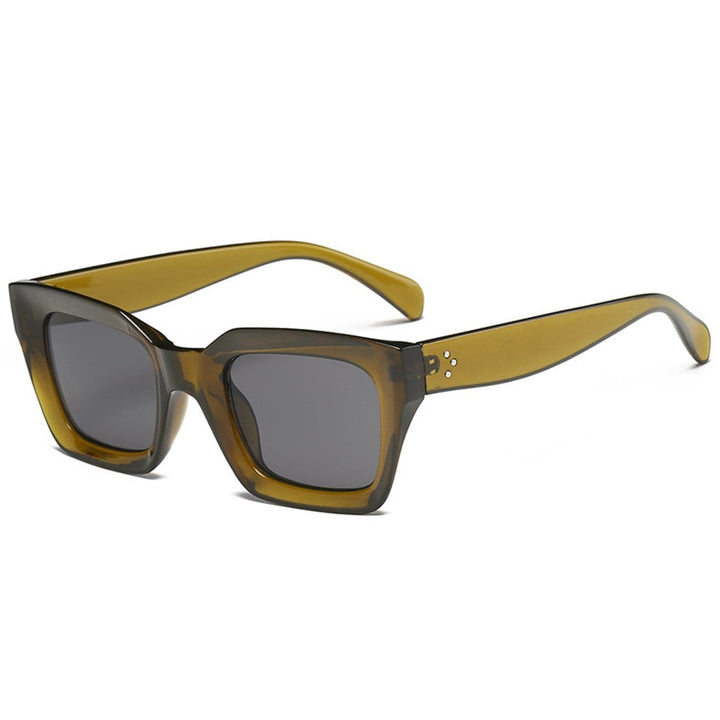 CCspace Unisex Full Rim Square Cat Eye Resin Rivet Frame Eyeglasses 47105 Full Rim CCspace Dark Tawny
