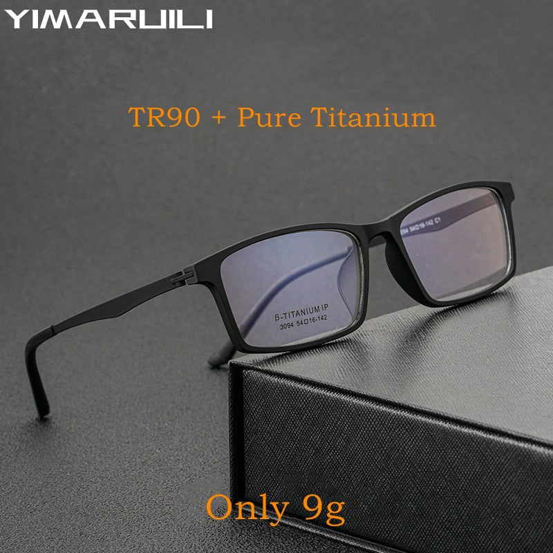 Yimaruili Unisex Full Rim Square Tr 90 Titanium Eyeglasses 023094 Full Rim Yimaruili Eyeglasses