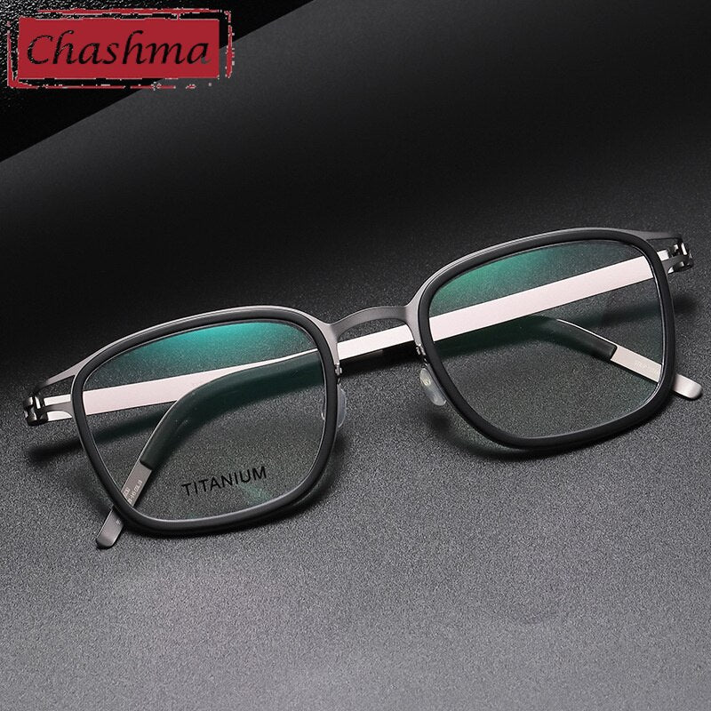 Chashma Ottica Unisex Full Rim Square Acetate Titanium Eyeglasses 9912 Full Rim Chashma Ottica