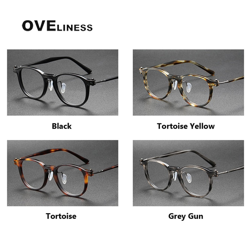 Oveliness Unisex Full Rim Square Acetate Titanium Eyeglasses 5885 Full Rim Oveliness