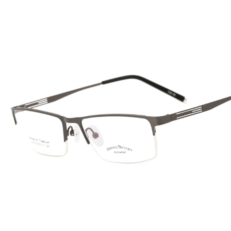 Handoer Unisex Semi Rim Rectangle Titanium Eyeglasses A1518 Semi Rim Handoer Gray