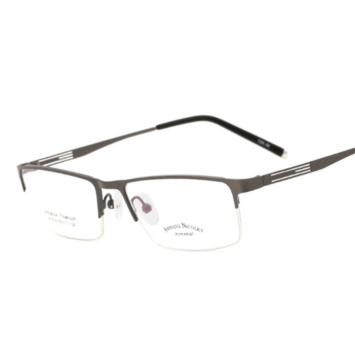 Handoer Unisex Semi Rim Rectangle Titanium Eyeglasses A1518 Semi Rim Handoer Gray