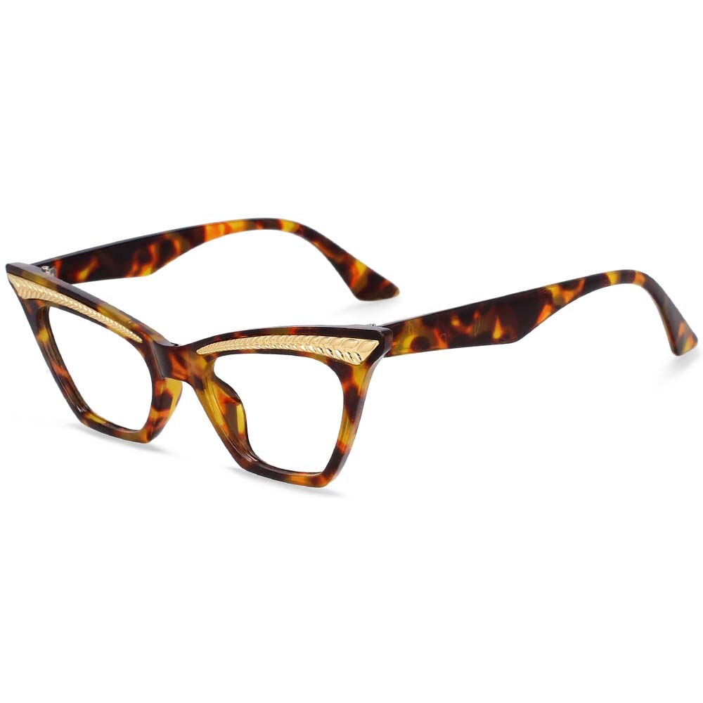 CCspace Unisex Full Rim Square Cat Eye Resin Frame Eyeglasses 54373 Full Rim CCspace China Leopard