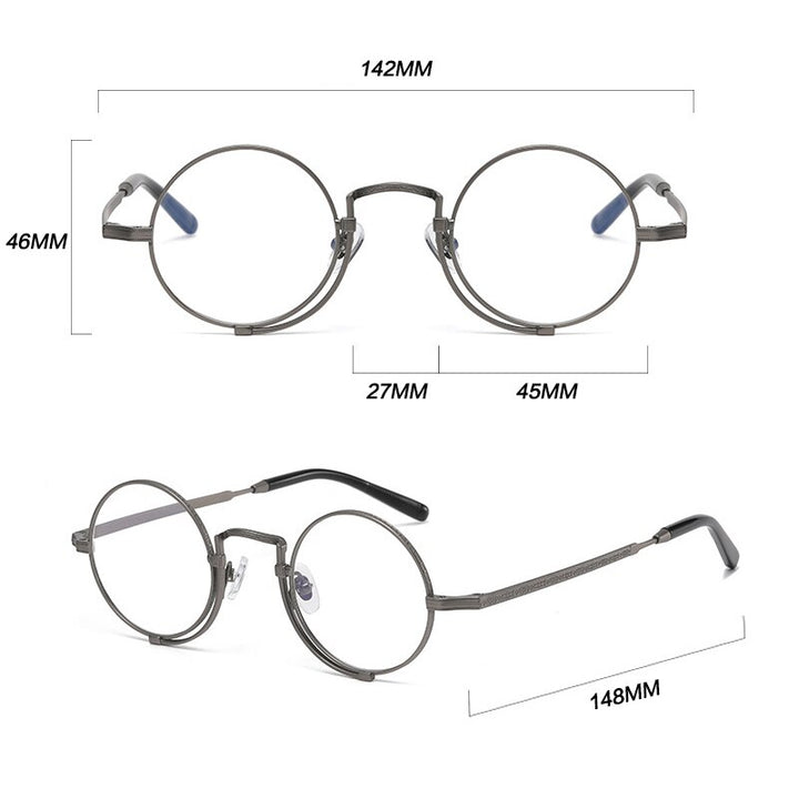 Gatenac Unisex Full Rim Round Titanium Eyeglasses Gxyj998 Full Rim Gatenac