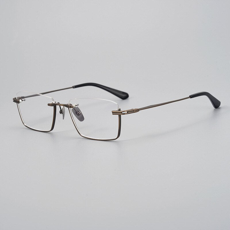 CCspace Unisex Semi Rim Square Handcrafted Titanium Eyeglasses 55634 Full Rim CCspace China Brown