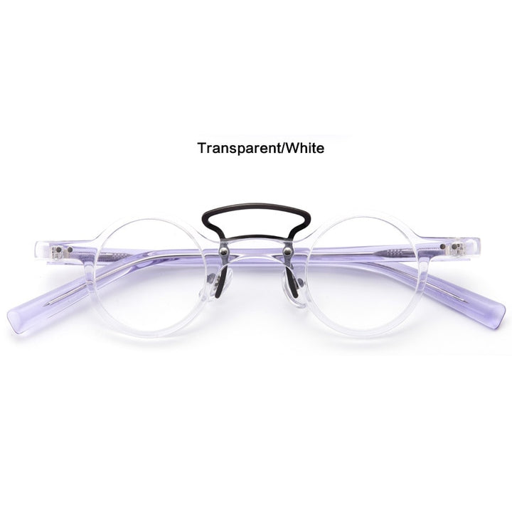 Muzz Unisex Full Rim Small Round Acetate Double Bridge Hand Crafted Frame Eyeglasses 56011 Full Rim Muzz 2