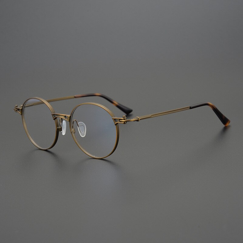 Gatenac Unisex Full Rim Round Titanium Frame Eyeglasses Gxyj760 Full Rim Gatenac Bronze