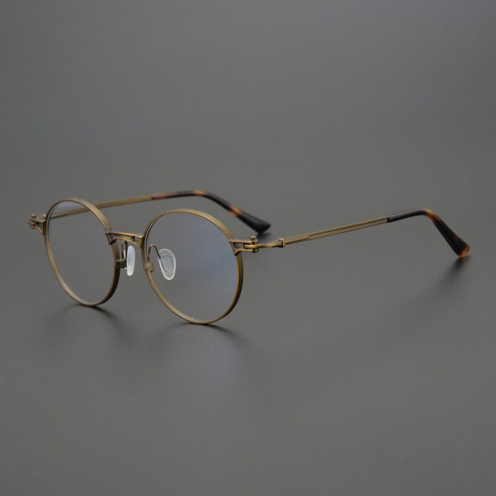Gatenac Unisex Full Rim Round Titanium Frame Eyeglasses Gxyj760 Full Rim Gatenac Bronze