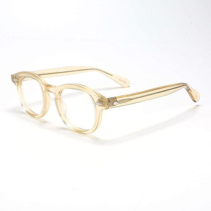 Bclear Unisex Full Rim Round Acetate Three Size S-M-L Frame Eyeglasses 1915 Full Rim Bclear yellow Small