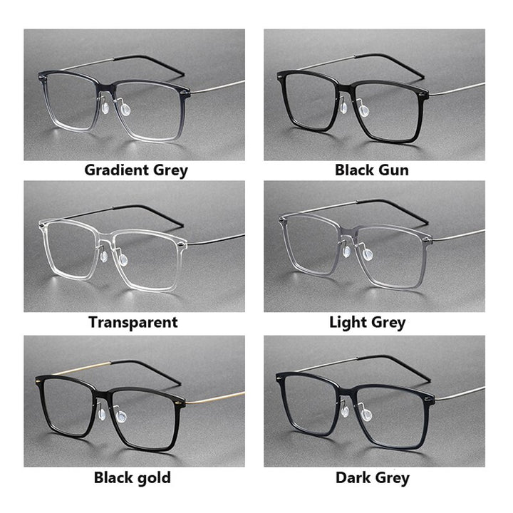 Oveliness Unisex Full Rim Square Screwless Titanium Acetate Eyeglasses 6505 Full Rim Oveliness