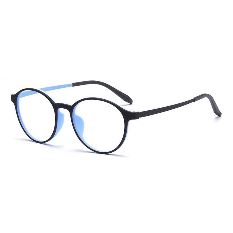 CCspace Unisex Full Rim Round Tr 90 Titanium Eyeglasses 55257 Full Rim CCspace BlackBlue China