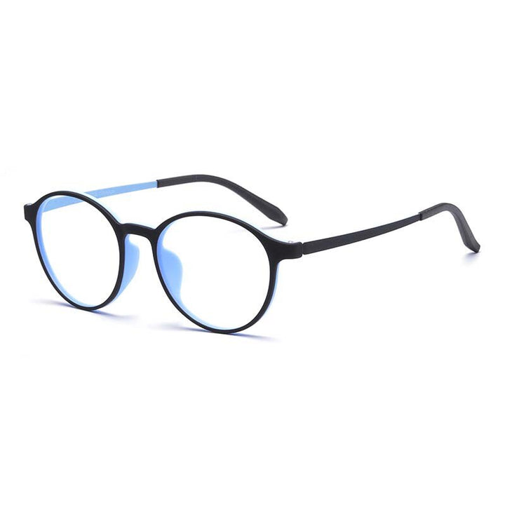 CCspace Unisex Full Rim Round Tr 90 Titanium Eyeglasses 55257 Full Rim CCspace BlackBlue China