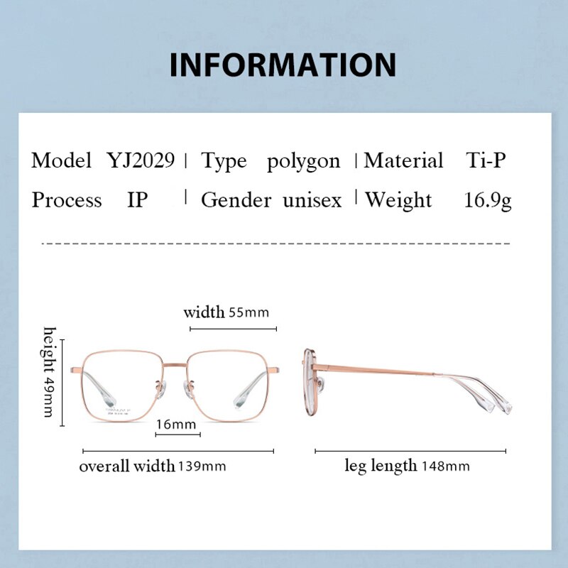 Hotony Women's Full Rim Square Titanium Frame Eyeglasses Yj2029 Full Rim Hotony