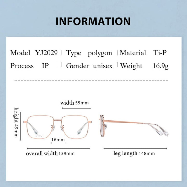 Hotony Women's Full Rim Square Titanium Frame Eyeglasses Yj2029 Full Rim Hotony