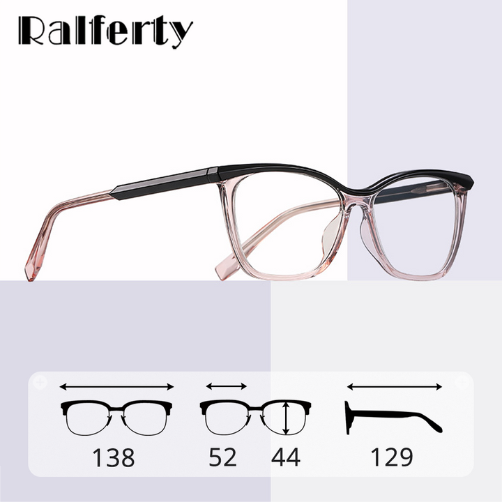 Ralferty Women's Full Rim Square Cat Eye Tr 90 Acetate Eyeglasses D3517 Full Rim Ralferty