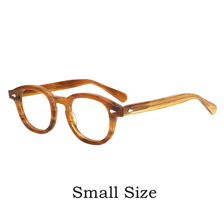 Yimaruili Unisex Full Rim Round Acetate Eyeglasses Three Sizes Y1915 Full Rim Yimaruili Eyeglasses S Linen