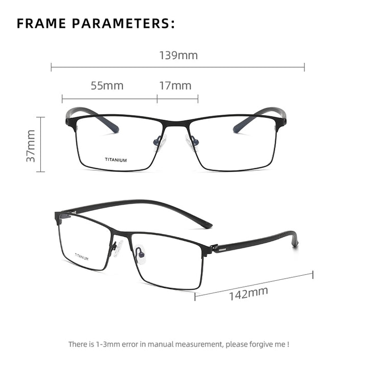 Reven Jate Unisex Full Rim Square Titanium Eyeglasses P8837 Full Rim Reven Jate