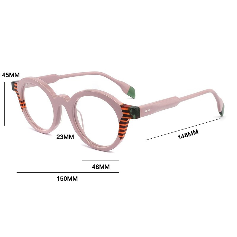 Gatenac Unisex Full Rim Round Acetate Eyeglasses Gxyj1013 Full Rim Gatenac