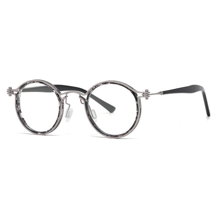 Cubojue Unisex Full Rim Round Acetate Alloy Hyperopic Reading Glasses Reading Glasses Cubojue