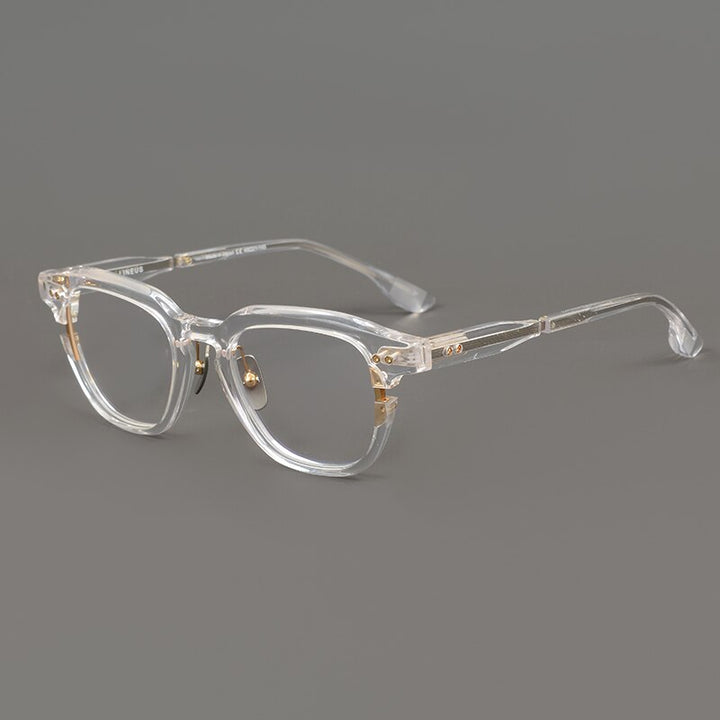 Muzz Unisex Full Rim Square Round Acetate Eyeglasses 702 Full Rim Muzz White