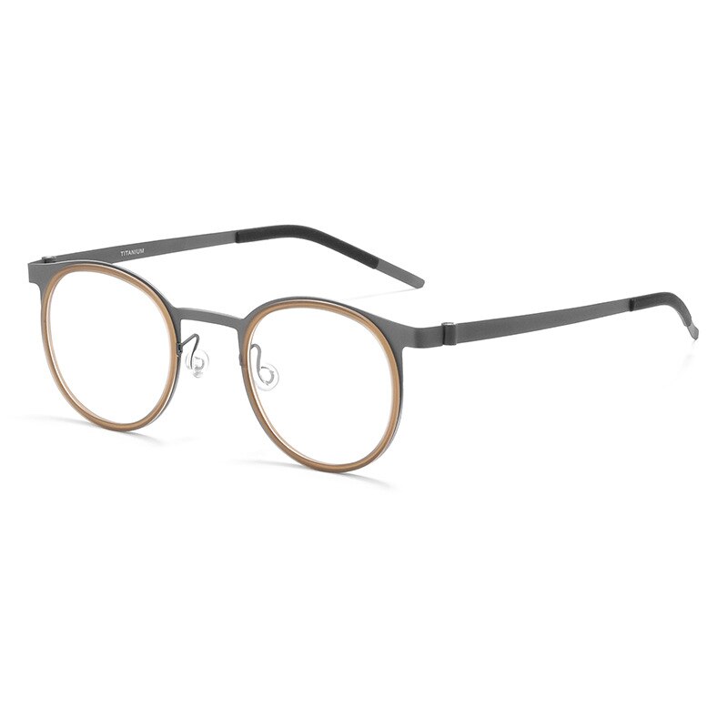 Gmei Unisex Full Rim Round Square Screwless Titanium 9704Jw Full Rim Gmei Optical Gun Yellow