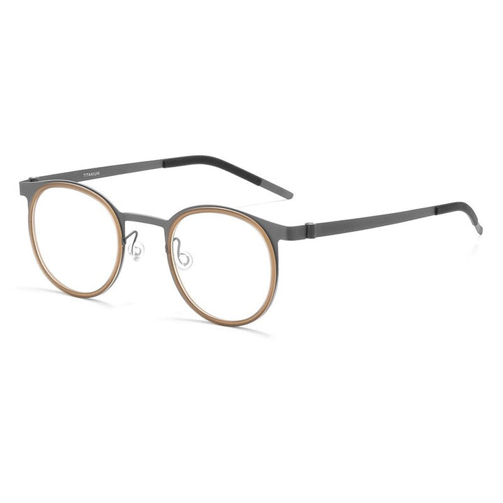 Gmei Unisex Full Rim Round Square Screwless Titanium 9704Jw Full Rim Gmei Optical Gun Yellow