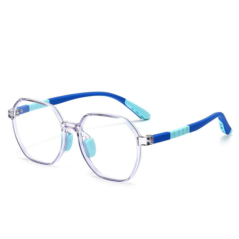CCspace Unisex Youth Full Rim Polygon Tr 90 Silicone Eyeglasses 54667 Full Rim CCspace China Gray blue