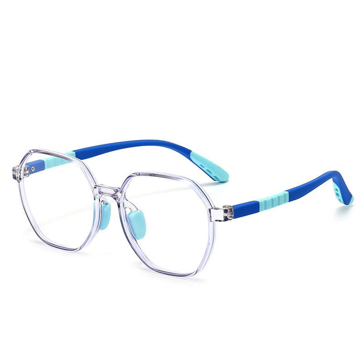 CCspace Unisex Youth Full Rim Polygon Tr 90 Silicone Eyeglasses 54667 Full Rim CCspace China Gray blue