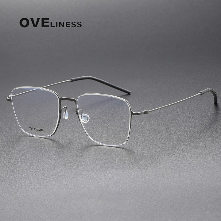 Oveliness Unisex Full Rim Square Titanium Eyeglasses 5506 Full Rim Oveliness gun