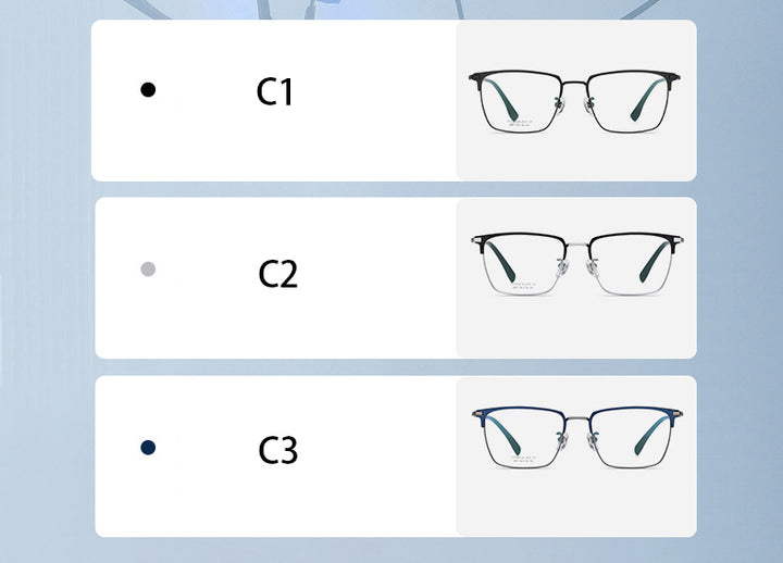 Hotochki Men's Full Rim Square Titanium Frame Eyeglasses Yj2037 Full Rim Hotochki