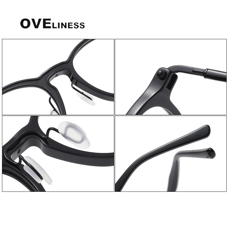 Oveliness Unisex Full Rim Square Acetate Titanium Eyeglasses 5885 Full Rim Oveliness