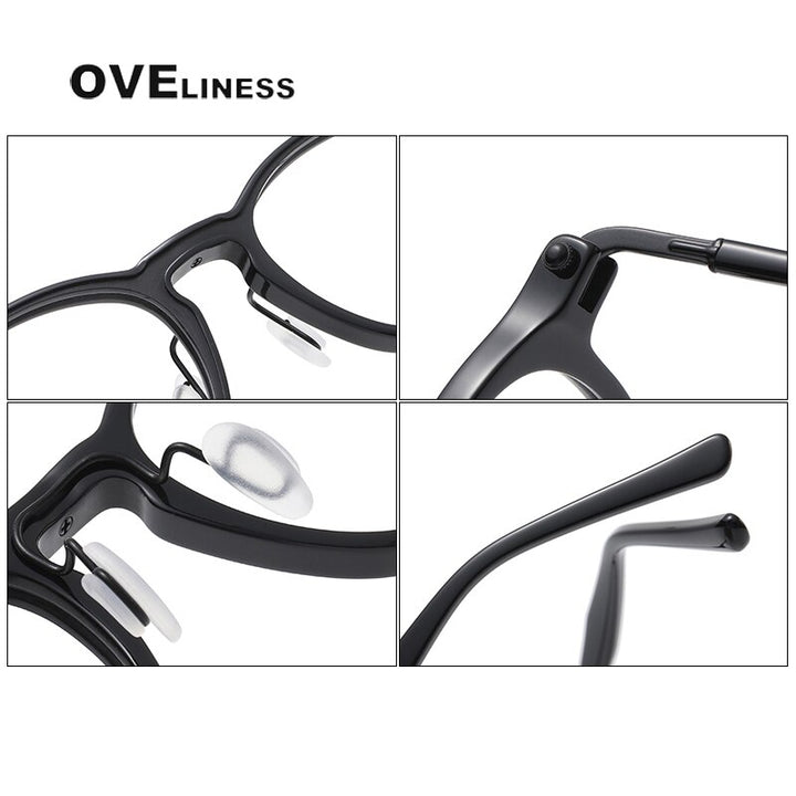 Oveliness Unisex Full Rim Square Acetate Titanium Eyeglasses 5885 Full Rim Oveliness