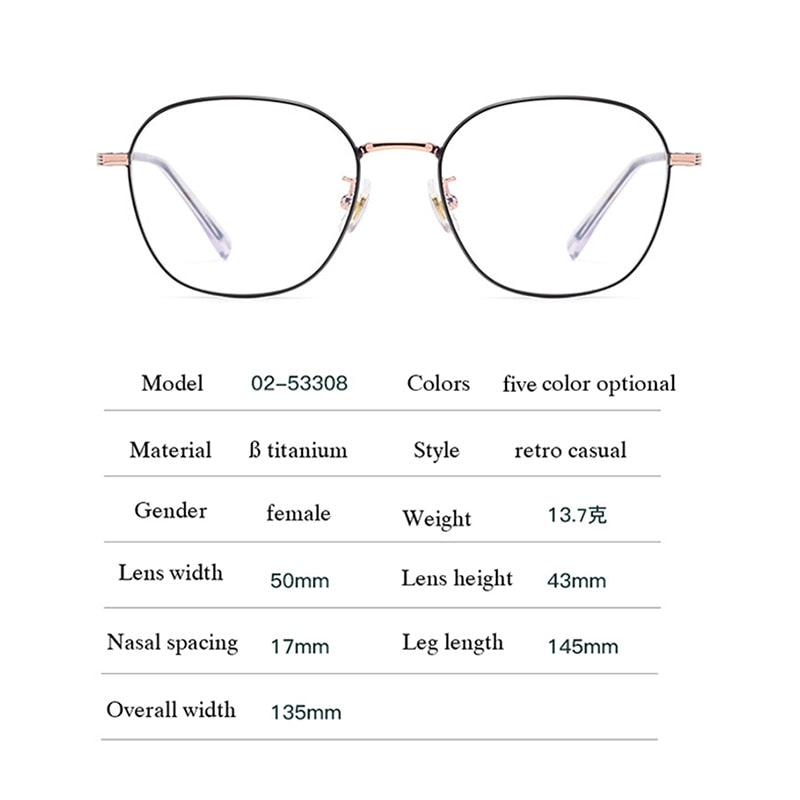 Hotochki Unisex Full Rim Titanium Alloy Oval Frame Eyeglasses 53308 Full Rim Hotochki