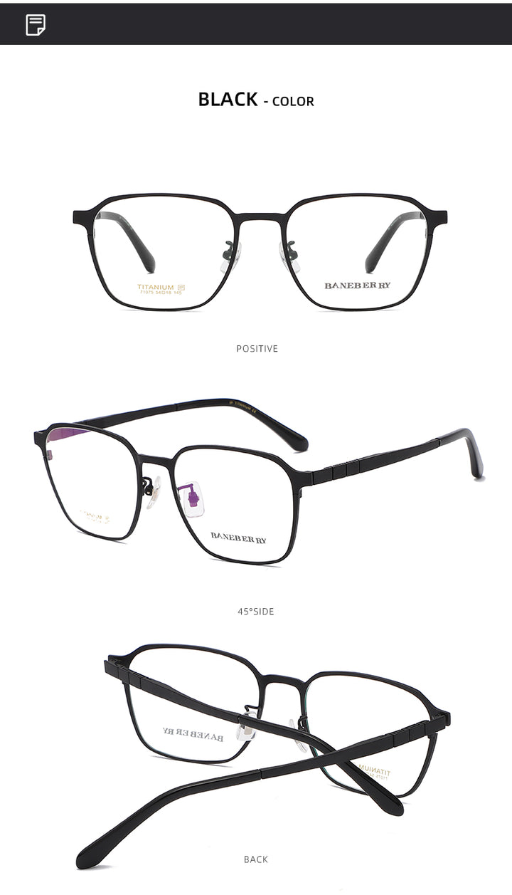 Reven Jate Unisex Full Rim Square Titanium Frame Eyeglasses 71075 Full Rim Reven Jate