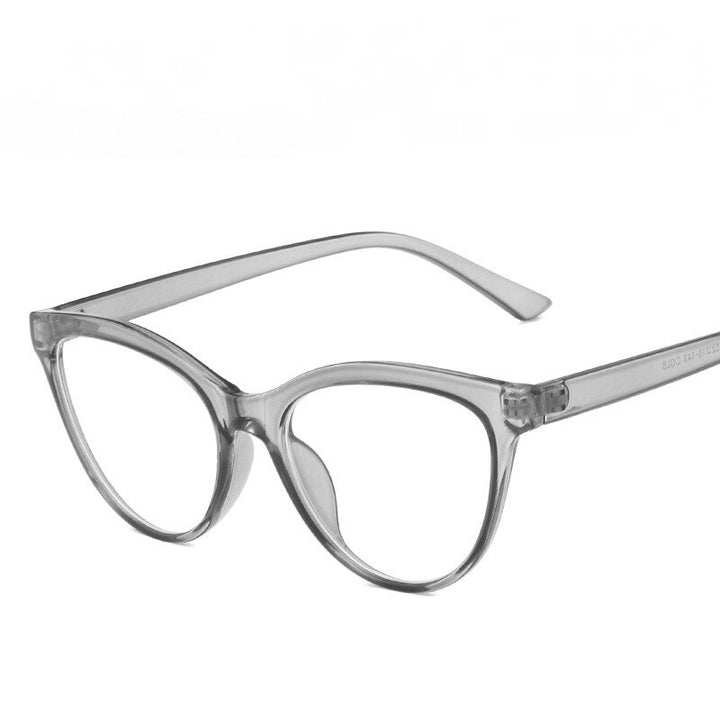 CCspace Unisex Full Rim Cat Eye Tr 90 Titanium Eyeglasses 55437 Full Rim CCspace China TransparentGrey