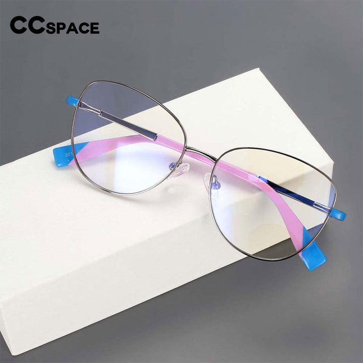 CCspace Unisex Full Rim Square Cat Eye Alloy Frame Eyeglasse 54262 Full Rim CCspace