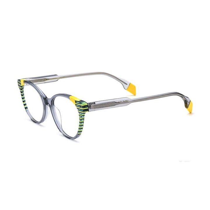 CCspace Women's Full Rim Cat Eye Acetate Eyeglasses 55058 Full Rim CCspace Gray China