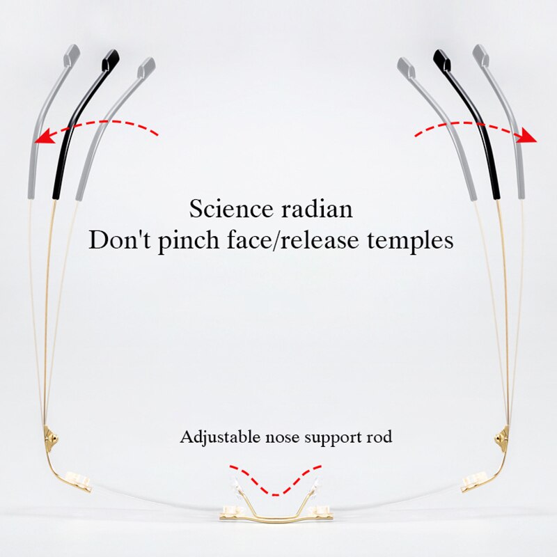 Hotochki Unisex Rimless Rectangle Alloy Frame Eyeglasses 6043 Rimless Hotochki