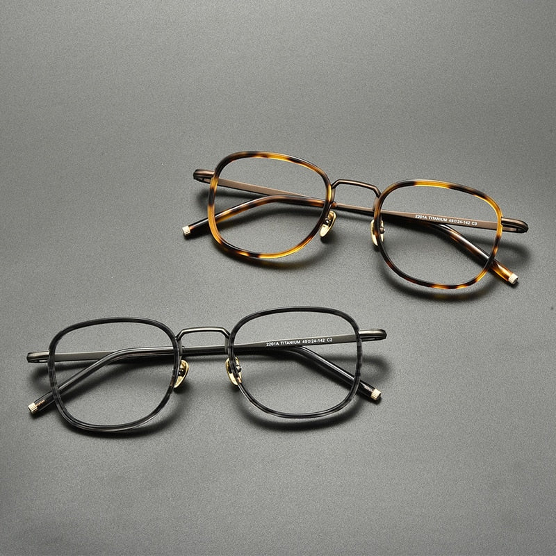 Gatenac Unisex Full Rim Square Titanium Acetate Eyeglasses Gxyj848 Full Rim Gatenac